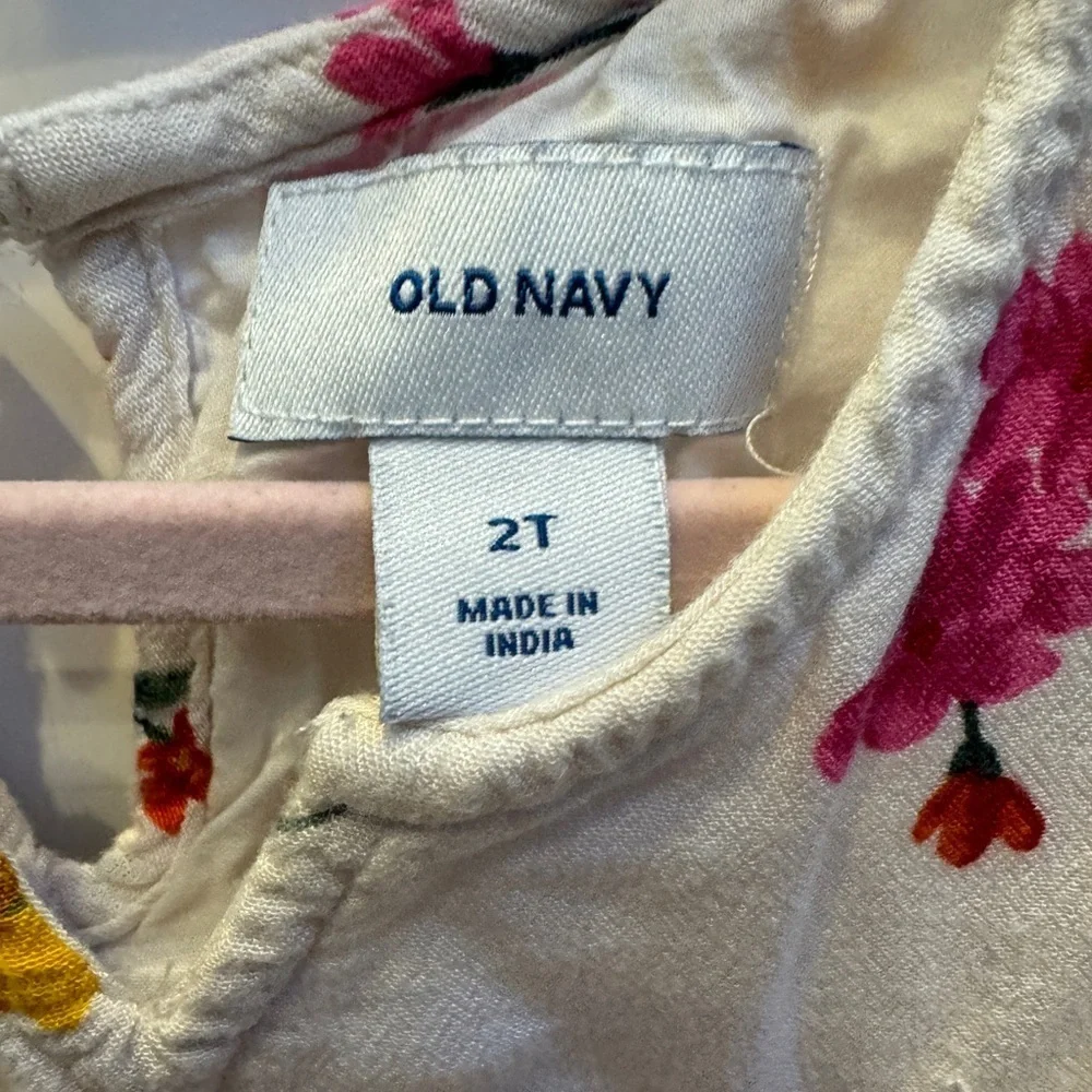 Old Navy 2T Girls White Multicolor Floral Long Sleeve Dress